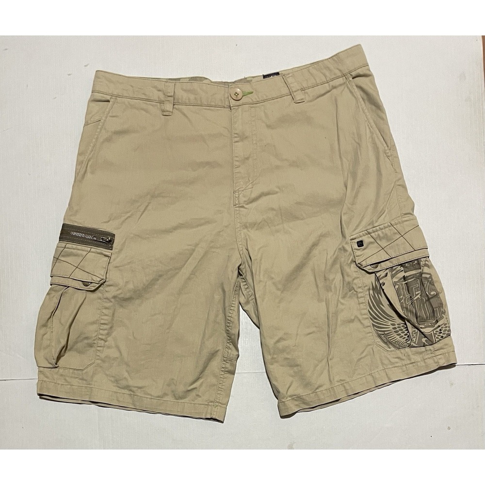 Rip Curl The Search Cargo Shorts Mens Size 38 X 11 Beige Graphic Skate‎ VTG Y2K